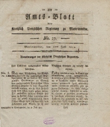 Amts-Blatt der Königl. Preuß. Regierung zu Marienwerder, 2. Juli 1819, No. 27.