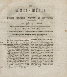 Amts-Blatt der Königl. Preuß. Regierung zu Marienwerder, 9. Juli 1819, No. 28.