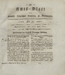 Amts-Blatt der Königl. Preuß. Regierung zu Marienwerder, 30. Juli 1819, No. 31.