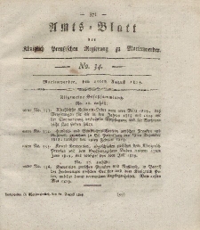 Amts-Blatt der Königl. Preuß. Regierung zu Marienwerder, 20. August 1819, No. 34.