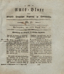 Amts-Blatt der Königl. Preuß. Regierung zu Marienwerder, 27. August 1819, No. 35.