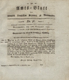 Amts-Blatt der Königl. Preuß. Regierung zu Marienwerder, 3. September 1819, No. 36.
