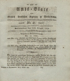 Amts-Blatt der Königl. Preuß. Regierung zu Marienwerder, 8. Oktober 1819, No. 41.