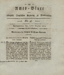 Amts-Blatt der Königl. Preuß. Regierung zu Marienwerder, 22. Oktober 1819, No. 43.