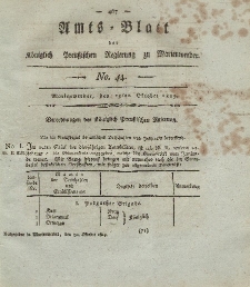 Amts-Blatt der Königl. Preuß. Regierung zu Marienwerder, 29. Oktober 1819, No. 44.