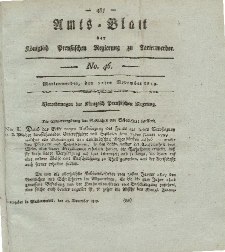 Amts-Blatt der Königl. Preuß. Regierung zu Marienwerder, 12. November 1819, No. 46.
