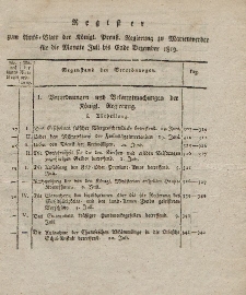 Amts-Blatt der Königl. Preuß. Regierung zu Marienwerder für das Jahr 1819 (Register: Juli bis Dezember 1819)