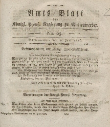 Amts-Blatt der Königl. Preuß. Regierung zu Marienwerder, 9. Juni 1826, No. 23.