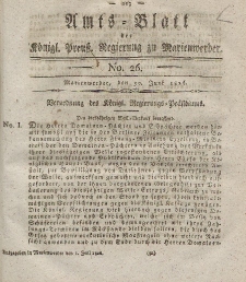 Amts-Blatt der Königl. Preuß. Regierung zu Marienwerder, 30. Juni 1826, No. 26.