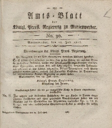 Amts-Blatt der Königl. Preuß. Regierung zu Marienwerder, 28. Juli 1826, No. 30.