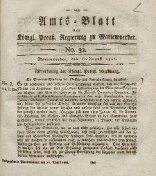 Amts-Blatt der Königl. Preuß. Regierung zu Marienwerder, 11. August 1826, No. 32.