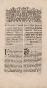 Die an Eine Erlauchte Hof-Schatz=Comission gerichtete Beantwortung Eines Raths der Stadt Elbing auf das von dem...