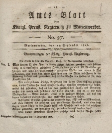 Amts-Blatt der Königl. Preuß. Regierung zu Marienwerder, 15. September 1826, No. 37.