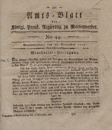 Amts-Blatt der Königl. Preuß. Regierung zu Marienwerder, 10. November 1826, No. 44.