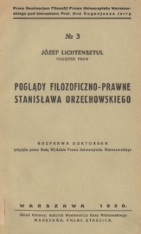 Poglądy filozoficzno-prawne Stanisława Orzechowskiego