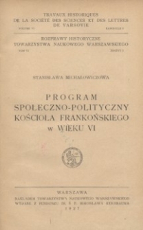 Program społeczno-polityczny kościoła frankońskiego w wieku VI