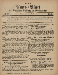 Amts-Blatt der Königlichen Regierung zu Marienwerder, 8. Januar 1902, No. 2.