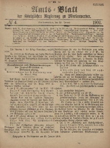 Amts-Blatt der Königlichen Regierung zu Marienwerder, 22. Januar 1902, No. 4.