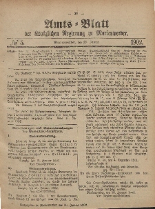 Amts-Blatt der Königlichen Regierung zu Marienwerder, 29. Januar 1902, No. 5.