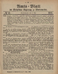 Amts-Blatt der Königlichen Regierung zu Marienwerder, 19. März 1902, No. 12.