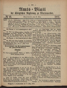 Amts-Blatt der Königlichen Regierung zu Marienwerder, 26. März 1902, No. 13.