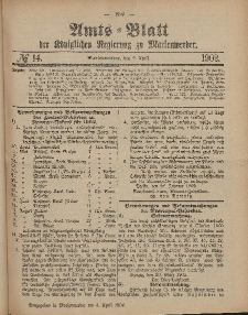 Amts-Blatt der Königlichen Regierung zu Marienwerder, 2. April 1902, No. 14.
