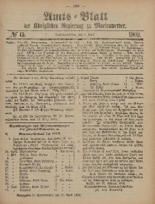 Amts-Blatt der Königlichen Regierung zu Marienwerder, 9. April 1902, No. 15.