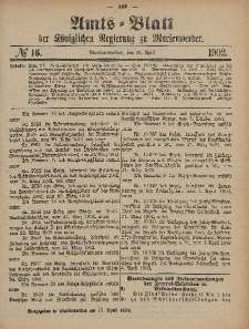 Amts-Blatt der Königlichen Regierung zu Marienwerder, 16. April 1902, No. 16.