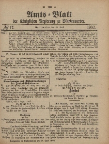 Amts-Blatt der Königlichen Regierung zu Marienwerder, 23. April 1902, No. 17.