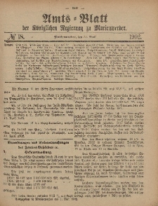 Amts-Blatt der Königlichen Regierung zu Marienwerder, 30. April 1902, No. 18.