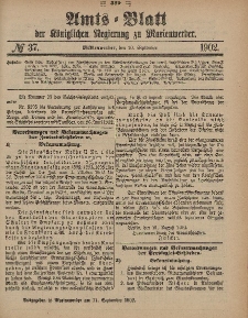 Amts-Blatt der Königlichen Regierung zu Marienwerder, 10. September 1902, No. 37.