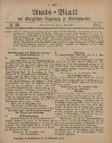 Amts-Blatt der Königlichen Regierung zu Marienwerder, 24. September 1902, No. 39.