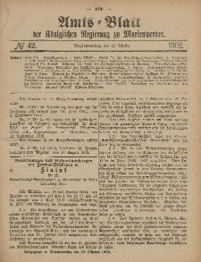 Amts-Blatt der Königlichen Regierung zu Marienwerder, 15. Oktober 1902, No. 42.