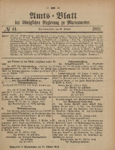 Amts-Blatt der Königlichen Regierung zu Marienwerder, 29. Oktober 1902, No. 44.