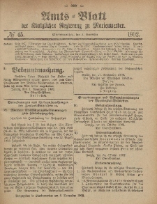 Amts-Blatt der Königlichen Regierung zu Marienwerder, 5. November 1902, No. 45.
