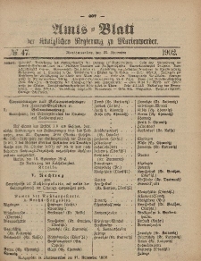 Amts-Blatt der Königlichen Regierung zu Marienwerder, 20. November 1902, No. 47.