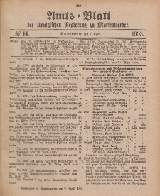 Amts-Blatt der Königlichen Regierung zu Marienwerder, 8. April 1903, No. 14.
