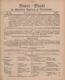 Amts-Blatt der Königlichen Regierung zu Marienwerder, 15. April 1903, No. 15.