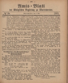 Amts-Blatt der Königlichen Regierung zu Marienwerder, 6. Mai 1903, No. 18.