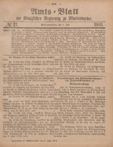 Amts-Blatt der Königlichen Regierung zu Marienwerder, 8. Juli 1903, No. 27.