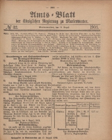 Amts-Blatt der K&ouml;niglichen Regierung zu Marienwerder, 12. August 1903, No. 32.