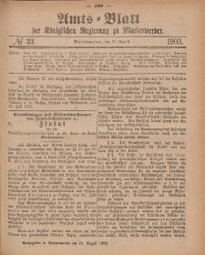Amts-Blatt der Königlichen Regierung zu Marienwerder, 19. August 1903, No. 33.