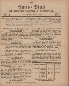 Amts-Blatt der Königlichen Regierung zu Marienwerder, 28. Oktober 1903, No. 43.