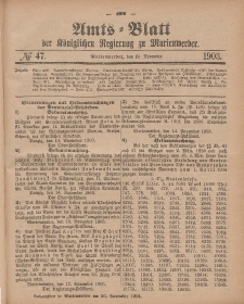 Amts-Blatt der Königlichen Regierung zu Marienwerder, 25. November 1903, No. 47.