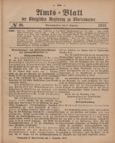 Amts-Blatt der Königlichen Regierung zu Marienwerder, 2. Dezember 1903, No. 48.