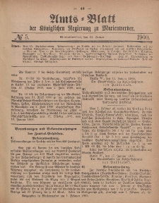 Amts-Blatt der Königlichen Regierung zu Marienwerder, 31. Januar 1900, No. 5.
