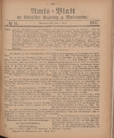 Amts-Blatt der Königlichen Regierung zu Marienwerder, 4. April 1900, No. 14.
