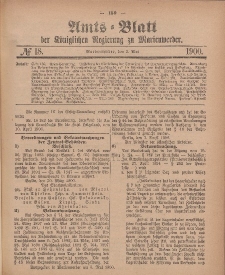 Amts-Blatt der Königlichen Regierung zu Marienwerder, 2. Mai 1900, No. 18.