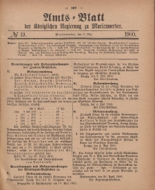 Amts-Blatt der Königlichen Regierung zu Marienwerder, 9. Mai 1900, No. 19.