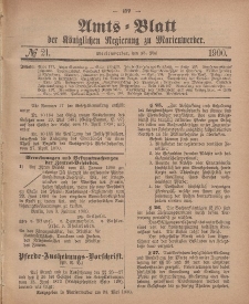 Amts-Blatt der Königlichen Regierung zu Marienwerder, 23. Mai 1900, No. 21.